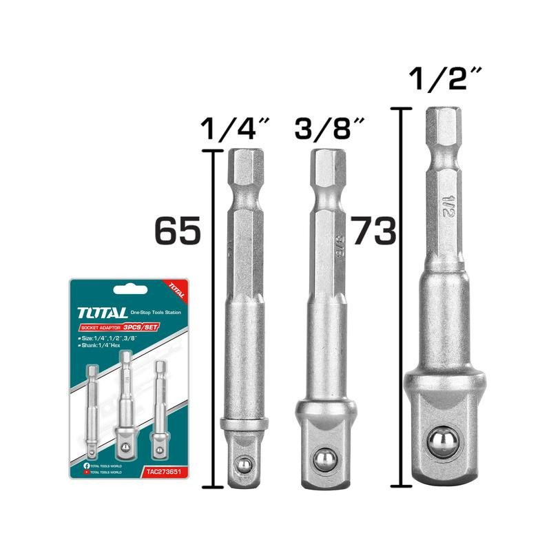 TOTAL ΣΕΤ ΑΝΤΑΠΤΟΡΕΣ 1/4" - 3/8" - 1/2" 3ΤΕΜ