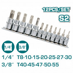 TOTAL ΕΠΑΓΓ. ΣΕΤ ΚΑΡΥΔΑΚΙΑ TORX 1/4" & 3/8" 12ΤΕΜ