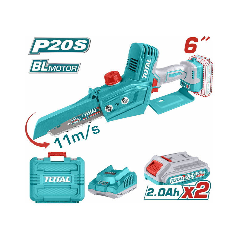 Σετ επαγγ. αλυσοπρίονο κλαδευτικό μπατ. Li-ion 20V / 2Ah / 2 μπαταρίες στην βαλίτσα